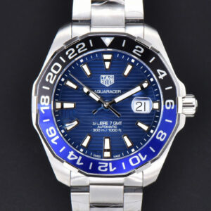 Aquaracer Caliber 5 GMT 43mm OF Blue/Black Bezel Blue Dial SS Bracelet SW200