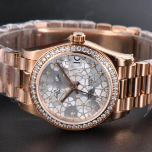 DateJust 31MM 904L RG GMF Diamond Bezel Silver Flowers Dial President Bracelet A2824 - Image 4