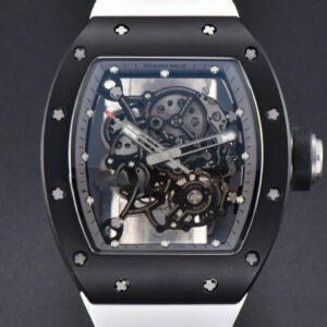 RM055 42.7mm BBRF Black Ceramic Black Skeleton Dial White Rubber Strap RMUL2