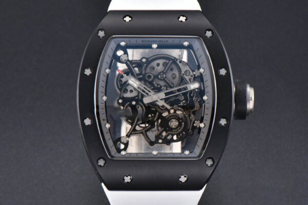 RM055 42.7mm BBRF Black Ceramic Black Skeleton Dial White Rubber Strap RMUL2