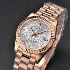 DateJust 31MM 904L RG GMF Fluted Bezel Silver Flowers Dial President Bracelet A2824 - Image 3