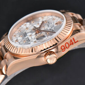 DateJust 31MM 904L RG GMF Fluted Bezel Silver Flowers Dial President Bracelet A2824 - Image 10