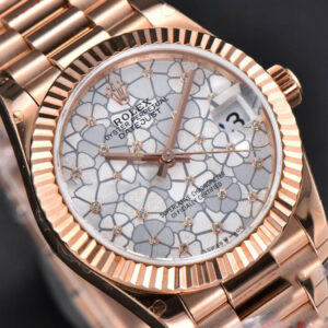 DateJust 31MM 904L RG GMF Fluted Bezel Silver Flowers Dial President Bracelet A2824 - Image 11