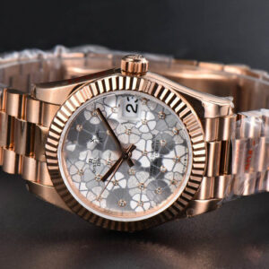 DateJust 31MM 904L RG GMF Fluted Bezel Silver Flowers Dial President Bracelet A2824 - Image 14