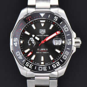Aquaracer Caliber 5 43mm OF Black ‘Lion’ Dial Red Hand SS Bracelet SW200