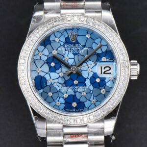 DateJust 31MM 904L GMF Diamond Bezel Blue Flowers Dial President Bracelet A2824