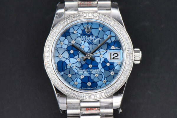 DateJust 31MM 904L GMF Diamond Bezel Blue Flowers Dial President Bracelet A2824