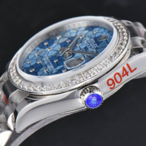 DateJust 31MM 904L GMF Diamond Bezel Blue Flowers Dial President Bracelet A2824 - Image 5