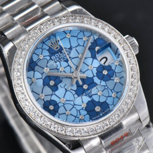 DateJust 31MM 904L GMF Diamond Bezel Blue Flowers Dial President Bracelet A2824 - Image 6