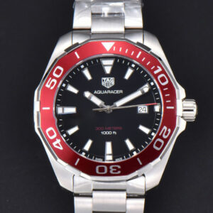 Aquaracer 300M 41mm OF Red Bezel Black Dial SS Bracelet SW200