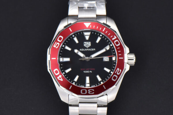 Aquaracer 300M 41mm OF Red Bezel Black Dial SS Bracelet SW200