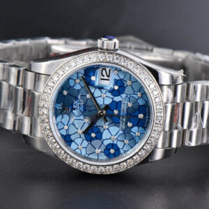 DateJust 31MM 904L GMF Diamond Bezel Blue Flowers Dial President Bracelet A2824 - Image 9