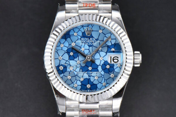 DateJust 31MM 904L GMF Fluted Bezel Blue Flowers Dial President Bracelet A2824