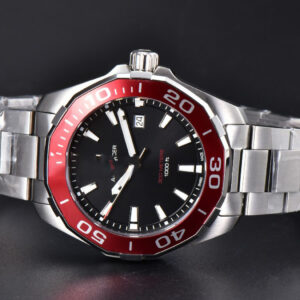 Aquaracer 300M 41mm OF Red Bezel Black Dial SS Bracelet SW200 - Image 19