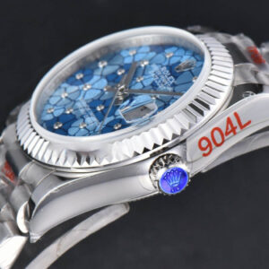 DateJust 31MM 904L GMF Fluted Bezel Blue Flowers Dial President Bracelet A2824 - Image 9