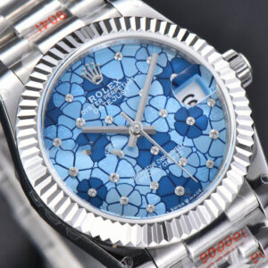 DateJust 31MM 904L GMF Fluted Bezel Blue Flowers Dial President Bracelet A2824 - Image 10