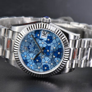 DateJust 31MM 904L GMF Fluted Bezel Blue Flowers Dial President Bracelet A2824 - Image 13