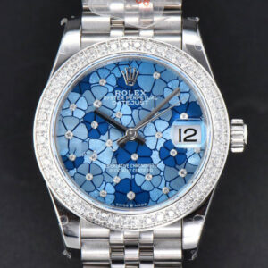 DateJust 31MM 904L GMF Diamond Bezel Blue Flowers Dial Jubilee Bracelet A2824