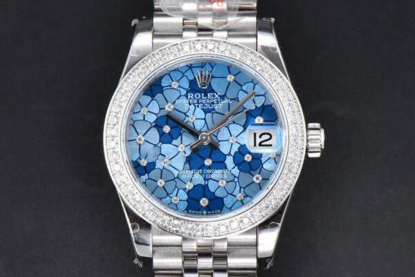 DateJust 31MM 904L GMF Diamond Bezel Blue Flowers Dial Jubilee Bracelet A2824