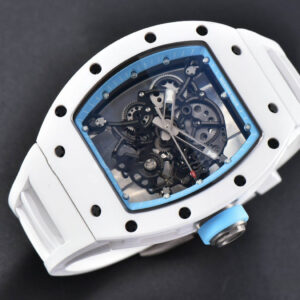RM055 42.7mm BBRF White Ceramic Blue Skeleton Dial Blue Rubber Strap RMUL2 - Image 2