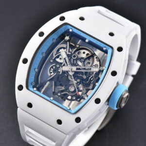 RM055 42.7mm BBRF White Ceramic Blue Skeleton Dial Blue Rubber Strap RMUL2 - Image 3