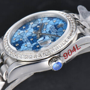 DateJust 31MM 904L GMF Diamond Bezel Blue Flowers Dial Jubilee Bracelet A2824 - Image 8