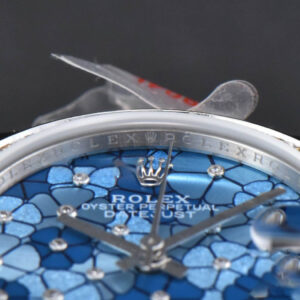 DateJust 31MM 904L GMF Diamond Bezel Blue Flowers Dial Jubilee Bracelet A2824 - Image 10