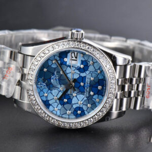 DateJust 31MM 904L GMF Diamond Bezel Blue Flowers Dial Jubilee Bracelet A2824 - Image 12