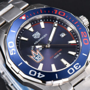 Aquaracer 300M 41mm OF Blue/Red Bezel Purple Dial SS Bracelet SW200 - Image 21