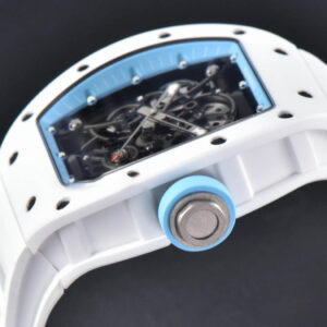 RM055 42.7mm BBRF White Ceramic Blue Skeleton Dial Blue Rubber Strap RMUL2 - Image 11