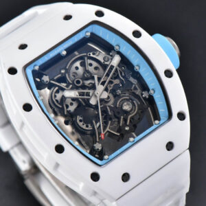 RM055 42.7mm BBRF White Ceramic Blue Skeleton Dial Blue Rubber Strap RMUL2 - Image 12