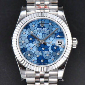 DateJust 31MM 904L GMF Fluted Bezel Blue Flowers Dial Jubilee Bracelet A2824
