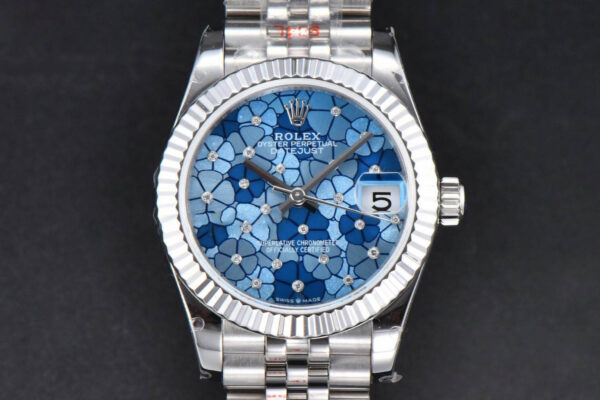 DateJust 31MM 904L GMF Fluted Bezel Blue Flowers Dial Jubilee Bracelet A2824