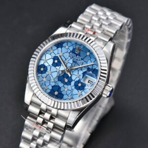 DateJust 31MM 904L GMF Fluted Bezel Blue Flowers Dial Jubilee Bracelet A2824 - Image 7