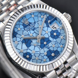 DateJust 31MM 904L GMF Fluted Bezel Blue Flowers Dial Jubilee Bracelet A2824 - Image 11