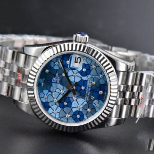 DateJust 31MM 904L GMF Fluted Bezel Blue Flowers Dial Jubilee Bracelet A2824 - Image 3