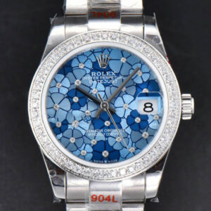 DateJust 31MM 904L GMF Diamond Bezel Blue Flowers Dial Oyster Bracelet A2824