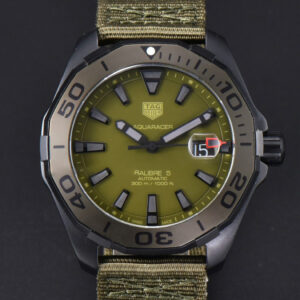 Aquaracer Calibre 5 OF 43MM Olive Dial Ti Bezel Nylon Strap Swiss SW200