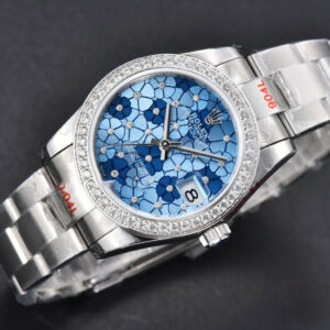 DateJust 31MM 904L GMF Diamond Bezel Blue Flowers Dial Oyster Bracelet A2824 - Image 2