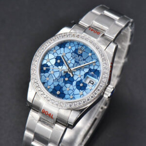 DateJust 31MM 904L GMF Diamond Bezel Blue Flowers Dial Oyster Bracelet A2824 - Image 3