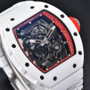 RM055 42.7mm BBRF White Ceramic Red Skeleton Dial White Rubber Strap RMUL2 - Image 6