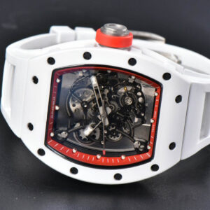 RM055 42.7mm BBRF White Ceramic Red Skeleton Dial White Rubber Strap RMUL2 - Image 7