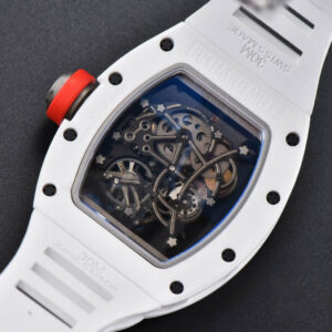 RM055 42.7mm BBRF White Ceramic Red Skeleton Dial White Rubber Strap RMUL2 - Image 11