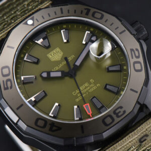Aquaracer Calibre 5 OF 43MM Olive Dial Ti Bezel Nylon Strap Swiss SW200 - Image 9