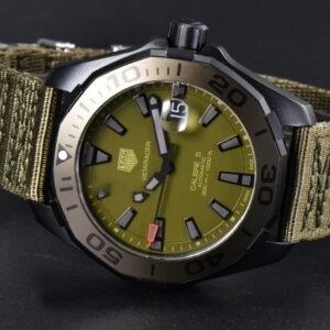 Aquaracer Calibre 5 OF 43MM Olive Dial Ti Bezel Nylon Strap Swiss SW200 - Image 10