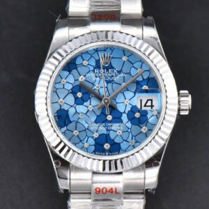 DateJust 31MM 904L GMF Fluted Bezel Blue Flowers Dial Oyster Bracelet A2824