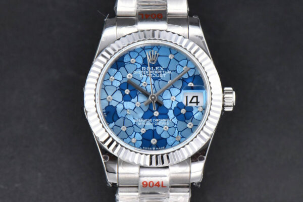 DateJust 31MM 904L GMF Fluted Bezel Blue Flowers Dial Oyster Bracelet A2824