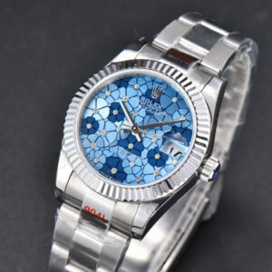 DateJust 31MM 904L GMF Fluted Bezel Blue Flowers Dial Oyster Bracelet A2824 - Image 3