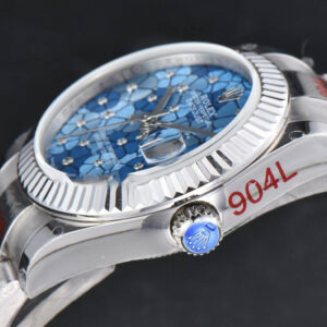 DateJust 31MM 904L GMF Fluted Bezel Blue Flowers Dial Oyster Bracelet A2824 - Image 10
