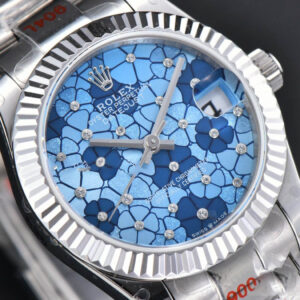 DateJust 31MM 904L GMF Fluted Bezel Blue Flowers Dial Oyster Bracelet A2824 - Image 11